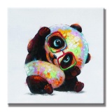 SEVEN WALL ARTS 100% Hand Painted Oil Painting Animal Cute Panda. $69 MSRP