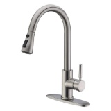 WEWE Single Handle High Arc Brushed Nickel Pull out Kitchen Faucet. $95 MSRP