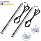 2 Pack 24 Outlet Metal Power Strip Heavy Duty Adapter Circuit Switch 15ft. Cord. $70 MSRP