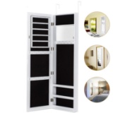 HERRON Jewelry Armoire with Mirror Door or Wall Mounted Jewelry Cabinet Organizer, White. $101 MSRP