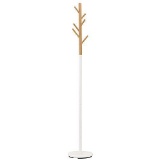 Modern Tree Branch Style Wood Coat Rack Stand w/ White Round Metal Base. $99 MSRP