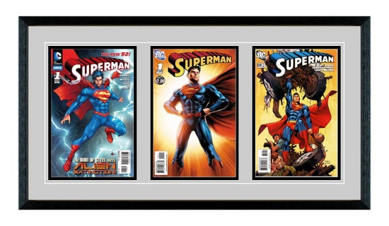 Triple Comic Book Glass Frame - Real Wood/Matting and UV Protected Glass. $79 MSRP