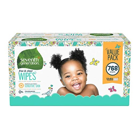 Seventh Generation Baby Wipes, Free & Clear with Flip Top Dispenser, 768 count. $45 MSRP