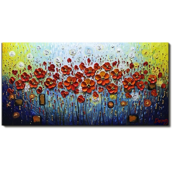 V-inspire Paintings, 20x40 Inch Paintings Modern Textured Purple Flower Oil Painting . $69 MSRP