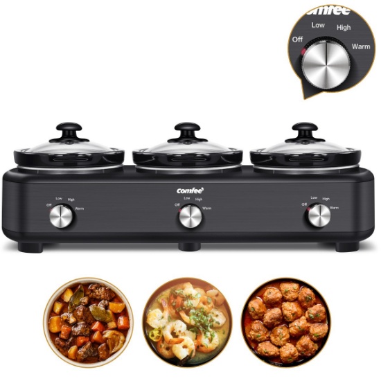 Slow Cooker Crock Pot,Triple Crock Pot Buffet Server,Temperature Setting. $57 MSRP