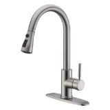 WEWE Single Handle High Arc Brushed Nickel Pull out Kitchen Faucet. $93 MSRP