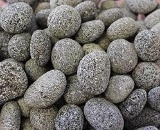 Exotic Fire Glass Tumbled Black Lava Pebbles 25lb Pail with Handle. $60 MSRP