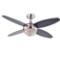 LUOLAX 52 Inch 4-Blade 2-Light Wood Satin Nickel Crystal Ceiling Fan for Warehouse. $230 MSRP