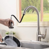Commercial Pull Out Single Handle Stainless Steel Pull Down Sprayer Kitchen Sink Faucet. $74 MSRP