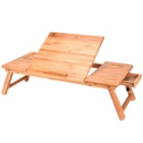 Adjustable Bamboo Laptop Desk Lengthened Wood Breakfast Table Serving Bed Tray Stand . $64 MSRP