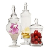 MyGift Designer Clear Glass Apothecary Jars (3 Piece Set) Decorative Weddings Candy Buffet. $52 MSRP