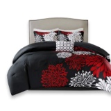 Comfort Spaces ï¿½?Enya Comforter Set 5 Piece Black Red Floral Printed Full/queen. $74 MSRP