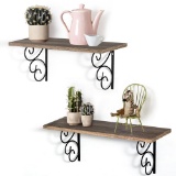 AHDECOR Decorative Wall Mounted Floating Shelves with Metal Brackets Set of 2 (Grey Wash). $38 MSRP