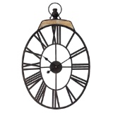 Oversized Dark Oval Metal Wall Clock with Handle Vintage Wall Clock Decorative . $58 MSRP