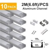 hunhun 10-Pack 6.6ft/ 2Meter U Shape LED Aluminum Channel System with Milky Cover. $28 MSRP