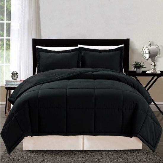 3 Piece Luxury Black Goose Down Alternative Comforter Set King