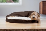 FurHaven Pet Dog Bed Orthopedic Round Faux Sheepskin Snuggery Burrow Pet Bed for $40 MSRP