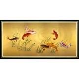 Oriental Furniture Seven Lucky Fish Framed Painting Print,$33 MSRP