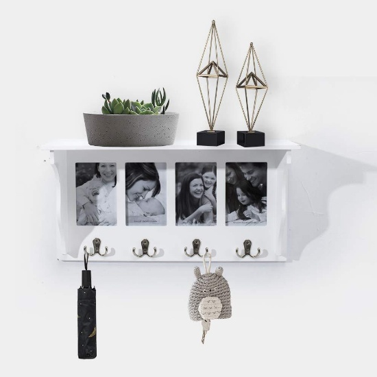 AHDECOR Wall Coat Rack Shelf with Picture Frame,$45 MSRP
