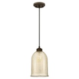 One-Light indoor mini pendant, Bronze finish with antique mirror glass