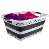 Home Basics Collapsible Laundry Basket with Handles, Plastic ,$28 MSRP
