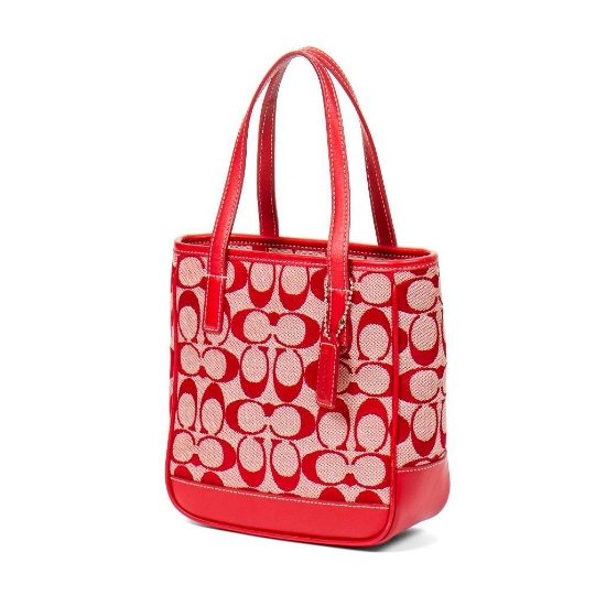 Coach Mini Lunch Tote Beige/Red Handbag