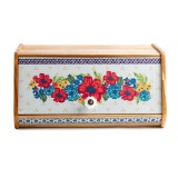 Floral Acacia Wood Bread Box,$39 MSRP