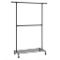 SONGMICS Industrial Style Clothes Garment Rack on Wheels, Double Hanging Rod Metal Clothing Rack