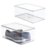 mDesign Stackable Plastic Closet Shelf Shoe Storage Organizer Box,$22 MSRP