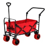 Red Wide Wheel Wagon All Terrain Folding Collapsible Utility Wagon,$139 MSRP
