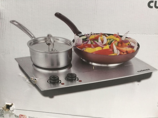 Cusimax Double Hot Plate, Stainless Countertop Burner Portable Electric Cooktop, $124 MSRP