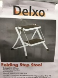 Delxo Step Stool Stepladders Lightweight White Folding Step Ladder with Handgrip, $32 MSRP