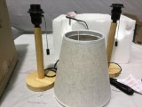 Bedside Table Lamps Set of 2 Modern Desk Lamps with Wooden Base & Linen Fabric Shade, $39 MSRP