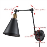 Rustic Wall Sconces Black Swing Arm Hardwired & Plug in Wall Sconce, Type-A $60