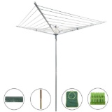 Drynatural Collapsible 4-arm Rotary Outdoor Umbrella Drying Rack Clothes w/ 131ftDrying Space