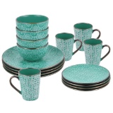 16-Piece Round Dishes Dinnerware Sets, Gold Trim with Vintage Embossed Pattern Ceramic $60 MSRP