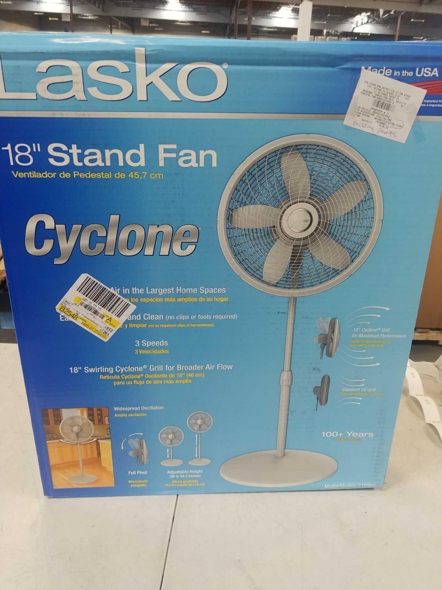 Lasko 18 Stand Fan with Cyclone Grill, Tan | Proxibid