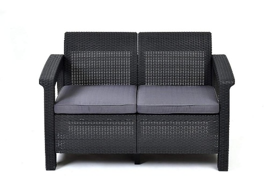 Keter Corfu Love Seat All Weather Outdoor Patio Garden Furniture w/ Cushions,$127 MSRP