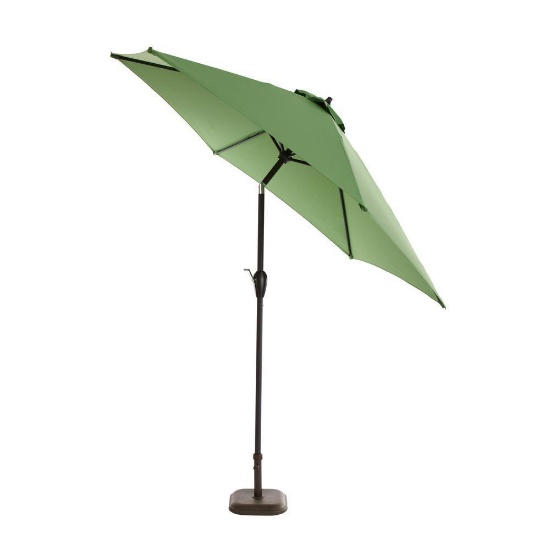 Hampton Bay 9ft. Aluminum Push Button Tilt Patio Umbrella in Fern, $79 MSRP