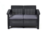 Keter Corfu Love Seat All Weather Outdoor Patio Garden Furniture w/ Cushions,$127 MSRP