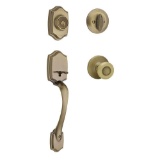 Kwikset Belleview Antique Brass Single Cylinder Door Handleset with Tylo Door Knob