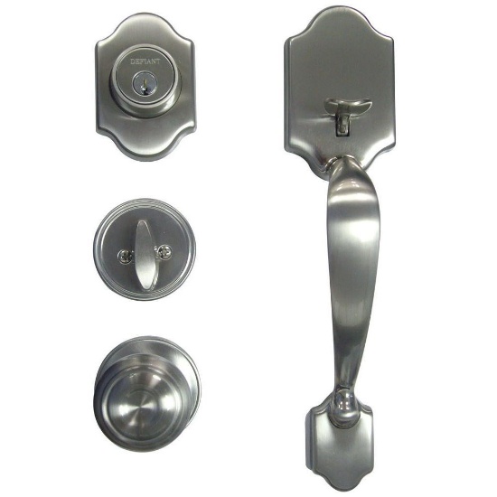 Defiant Springfield Single Cylinder Satin Nickel Door Handleset with Mushroom Knob, $40 MSRP