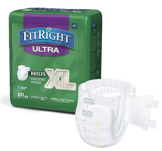 FitRight Ultra Adult Diapers, Disposable Incontinence Briefs X-Large,$59 MSRP