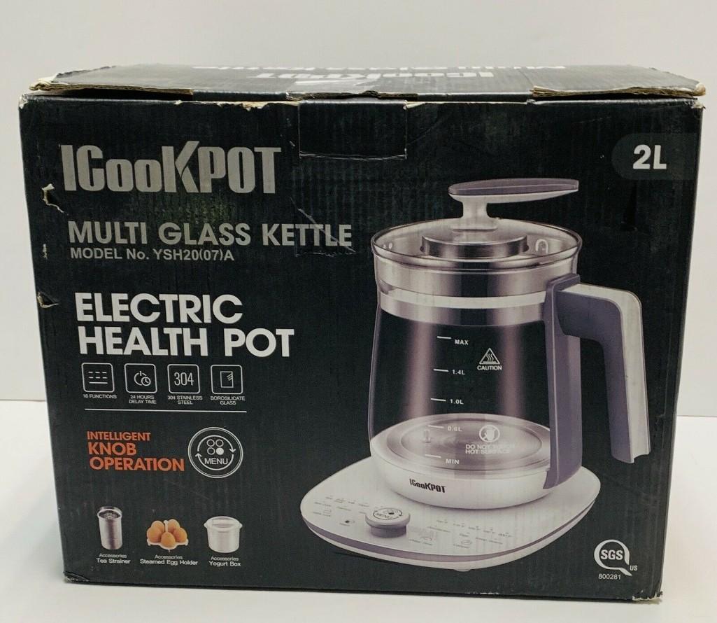 Icookpot Multi-Use Electric Glass Kettle Pot 