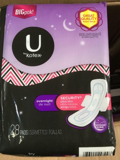 U by Kotex AllNighter Ultra Thin Overnight Pads with Wings