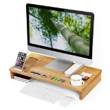 SONGMICS Bamboo Wood Monitor Riser with Storage Organizer - $28.99 MSRP