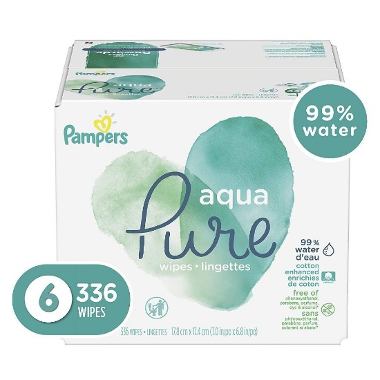 Pampers Aqua Pure 6X Pop-Top Sensitive Water Baby Wipes,$14 MSRP