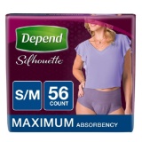 Depend Silhouette for Women Briefs, S/M 56ct,$49 MSRP