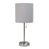 Limelights LT2024-GRY Brushed Steel Lamp with Charging Outlet and Fabric Shade, Grey $20.37 MSRP