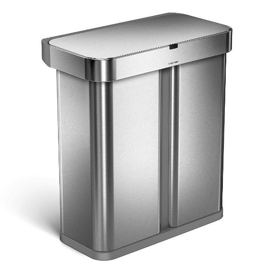 Simplehuman 58L Stainless Steel Touch-Free Dual Compartment Rect. Kitchen Trash Can $249.99 MSRP